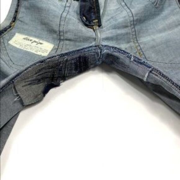 Club Monaco Stove Pipe Jeans Thrashed Distressed Groin Pork Chop Pockets Size 30 - Picture 14 of 16